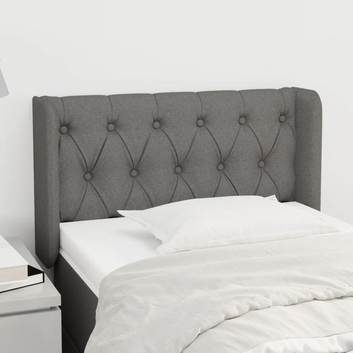 Tăblie de pat cu aripioare gri închis 83x16x78/88 cm textil WALTI