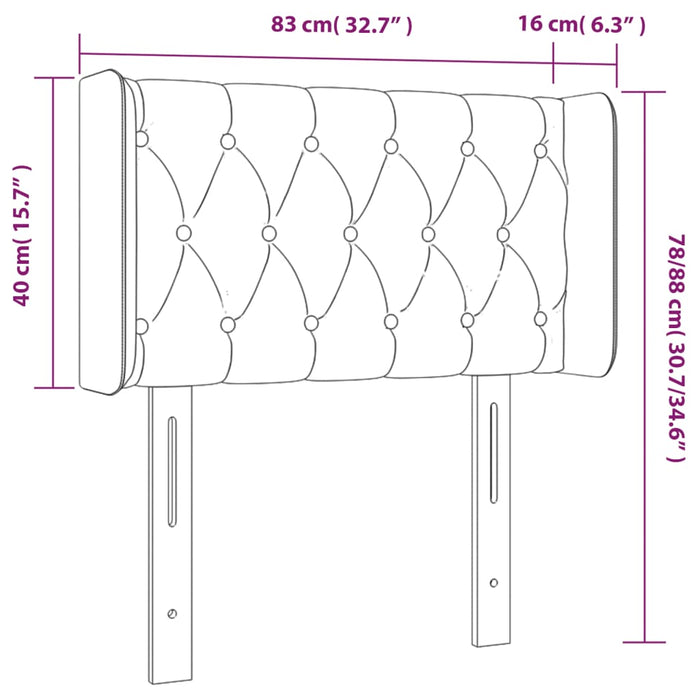 Tăblie de pat cu aripioare maro închis 83x16x78/88 cm textil - WALTI WALTI