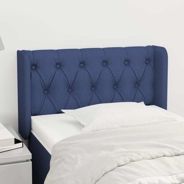 Tăblie de pat cu aripioare albastru 83x16x78/88 cm textil WALTI