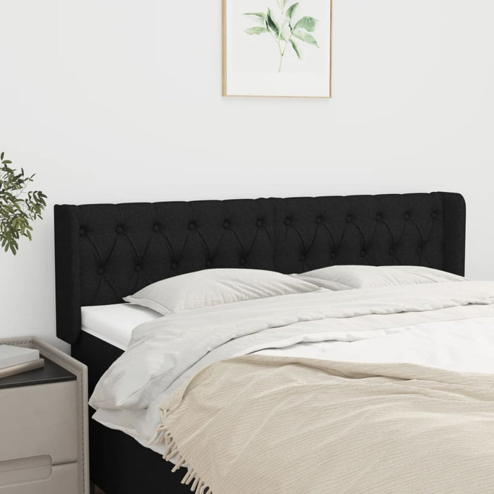 Tăblie de pat cu aripioare negru 147x16x78/88 cm textil - WALTI WALTI