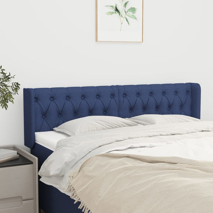 Tăblie de pat cu aripioare, albastru, 147x16x78/88 cm textil - WALTI WALTI