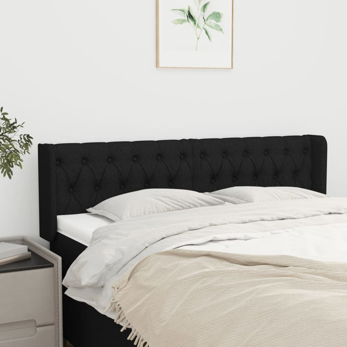 Tăblie de pat cu aripioare negru 163x16x78/88 cm textil - WALTI WALTI