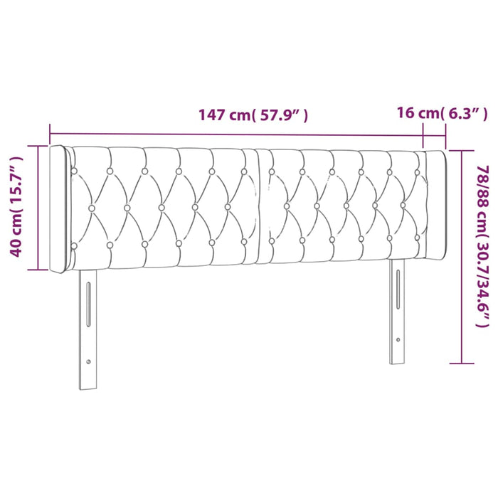 Tăblie de pat cu aripioare gri închis 147x16x78/88 cm catifea - WALTI WALTI