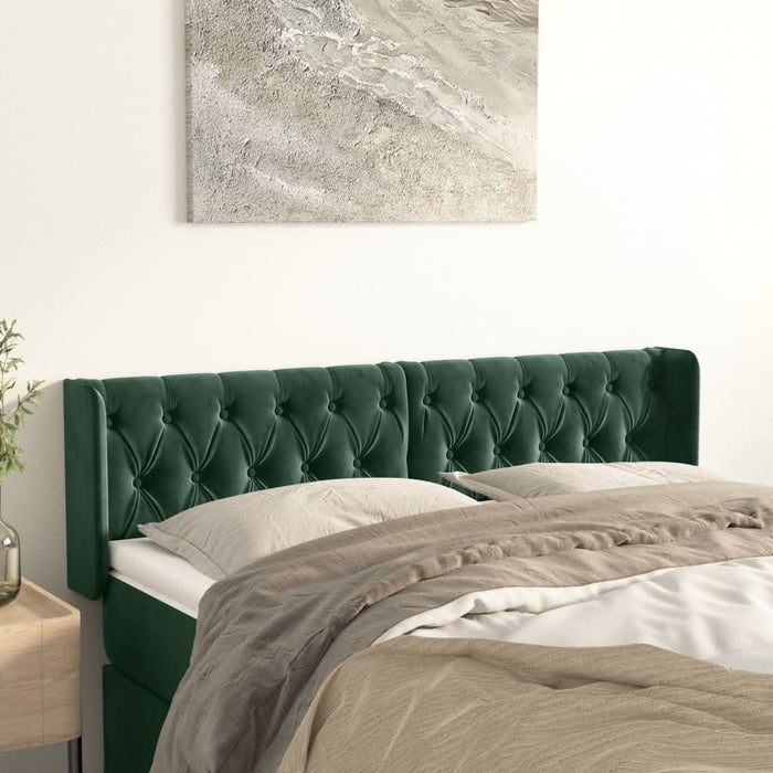 Tăblie de pat cu aripioare verde închis 147x16x78/88 cm catifea - WALTI WALTI