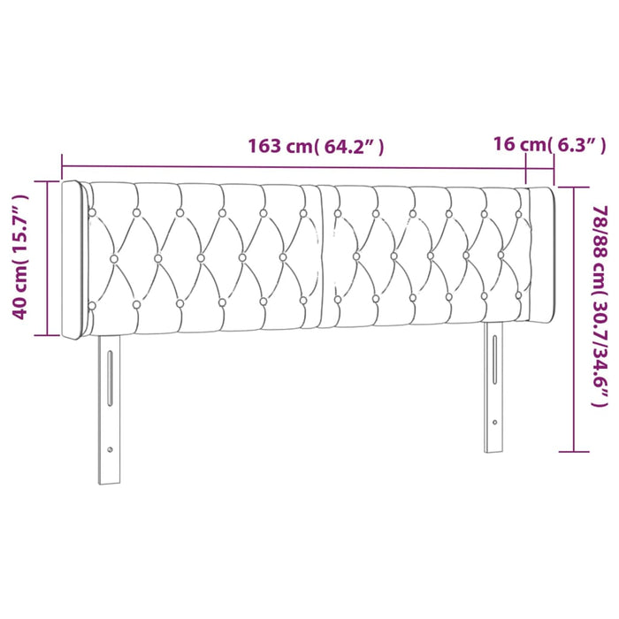 Tăblie de pat cu aripioare gri deschis 163x16x78/88 cm catifea - WALTI WALTI