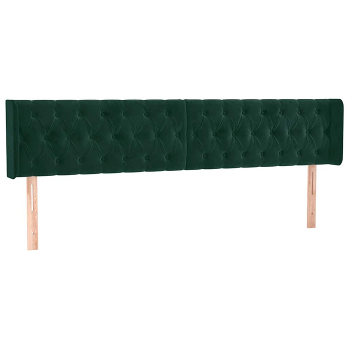 Tăblie de pat cu aripioare verde închis 183x16x78/88 cm catifea WALTI