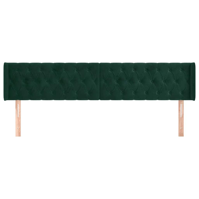Tăblie de pat cu aripioare verde închis 183x16x78/88 cm catifea WALTI