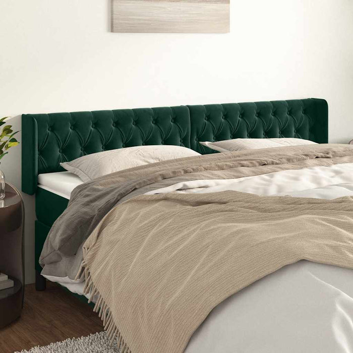 Tăblie de pat cu aripioare verde închis 183x16x78/88 cm catifea WALTI