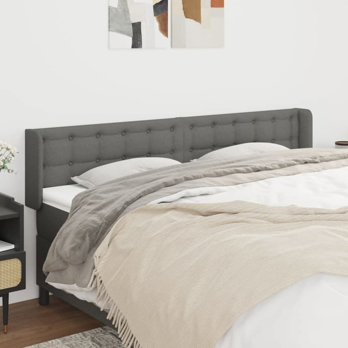 Tăblie de pat cu aripioare gri închis 203x16x78/88 cm textil - WALTI WALTI