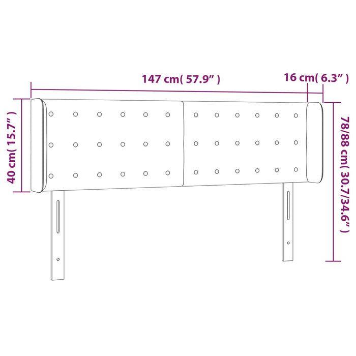 Tăblie de pat cu aripioare gri deschis 147x16x78/88 cm catifea - WALTI WALTI