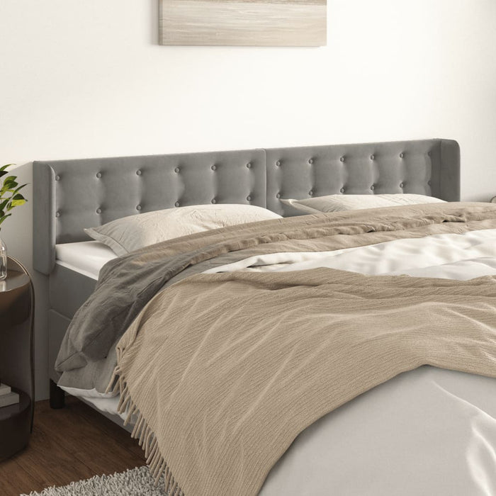 Tăblie de pat cu aripioare gri deschis 163x16x78/88 cm catifea - WALTI WALTI
