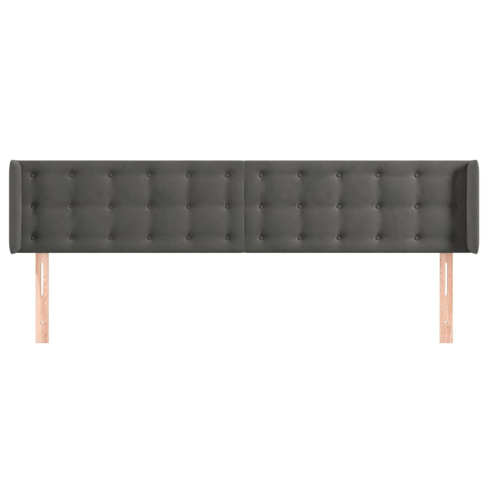 Tăblie de pat cu aripioare gri închis 163x16x78/88 cm catifea WALTI
