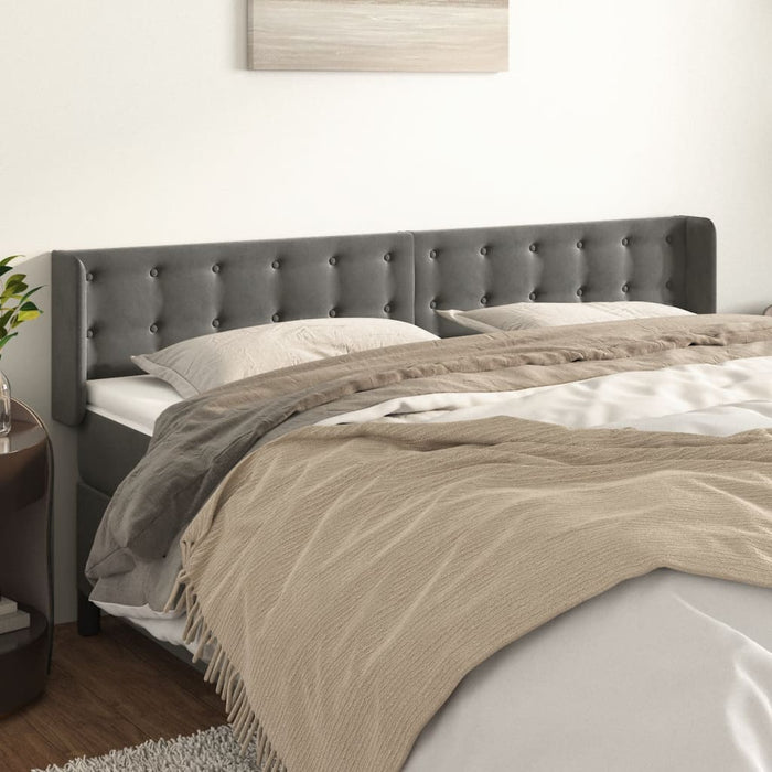 Tăblie de pat cu aripioare gri închis 163x16x78/88 cm catifea WALTI