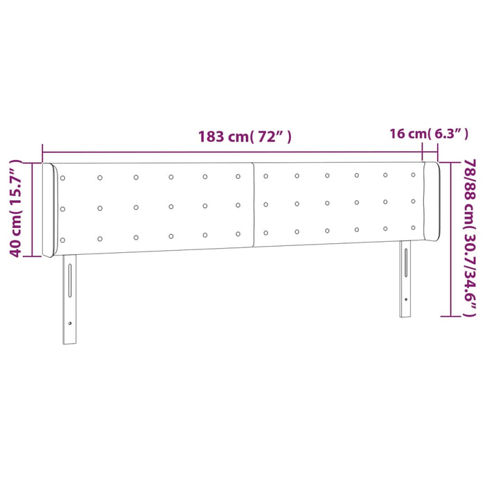 Tăblie de pat cu aripioare gri închis 183x16x78/88 cm catifea - WALTI WALTI