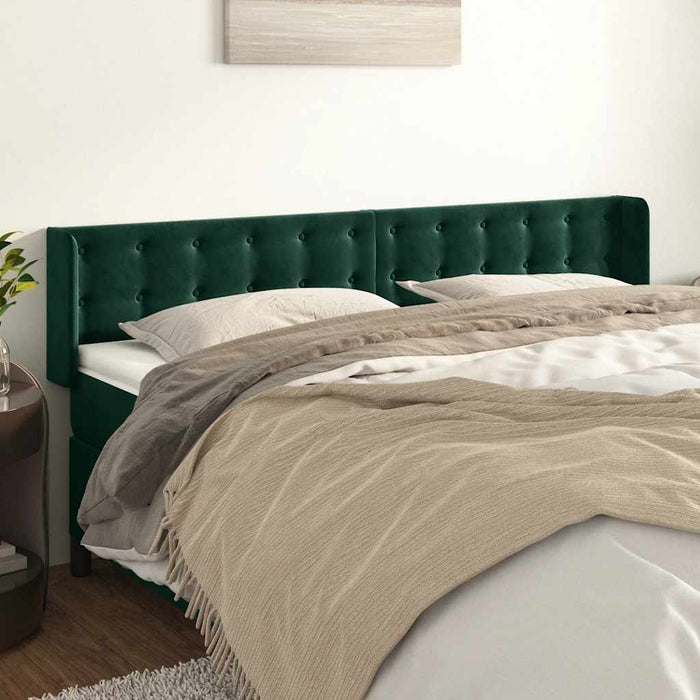 Tăblie de pat cu aripioare verde închis 183x16x78/88 cm catifea WALTI