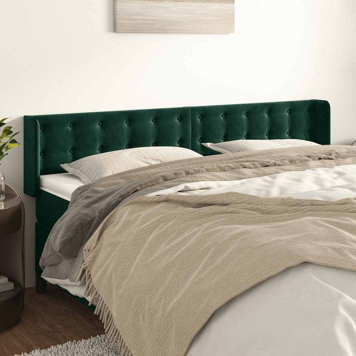 Tăblie de pat cu aripioare verde închis 203x16x78/88 cm catifea - WALTI WALTI