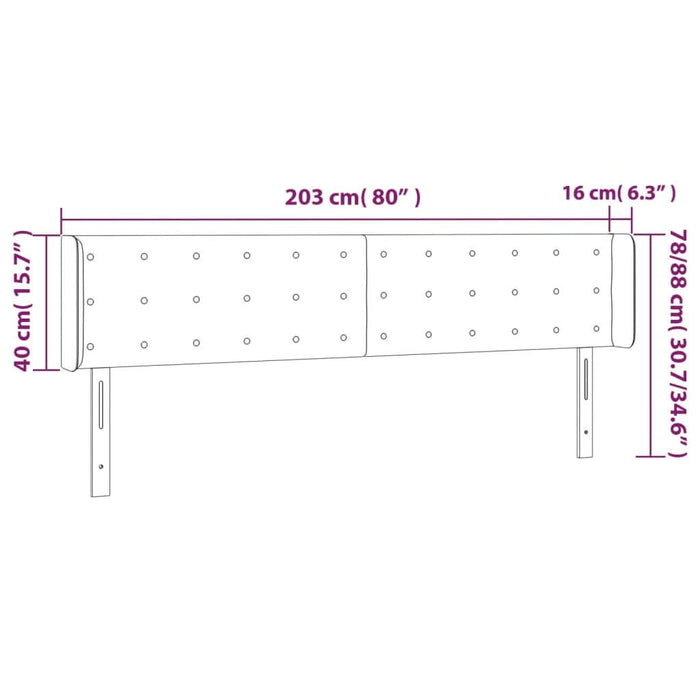 Tăblie de pat cu aripioare roz 203x16x78/88 cm catifea - WALTI WALTI
