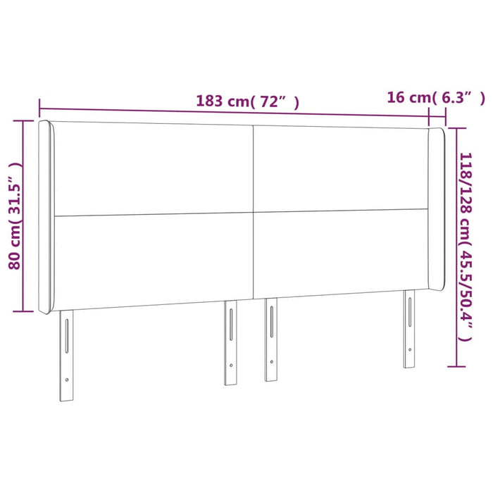 Tăblie de pat cu aripioare gri închis 183x16x118/128 cm textil - WALTI WALTI