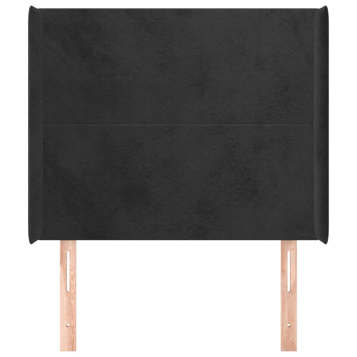 Tăblie de pat cu aripioare, negru, 83x16x118/128 cm, catifea WALTI