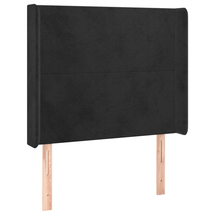 Tăblie de pat cu aripioare, negru, 93x16x118/128 cm, catifea - WALTI WALTI