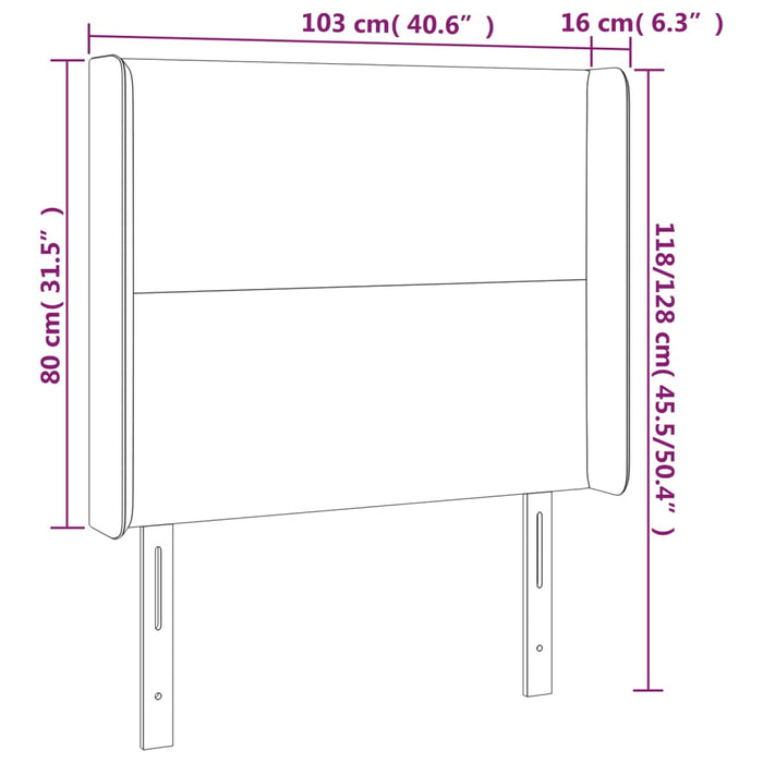 Tăblie de pat cu aripioare gri deschis 103x16x118/128cm catifea - WALTI WALTI