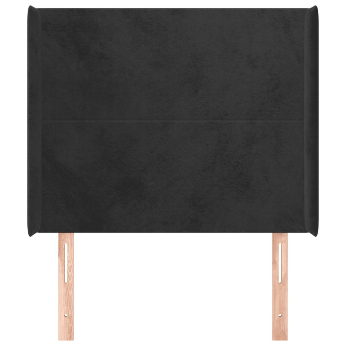 Tăblie de pat cu aripioare, negru, 103x16x118/128 cm, catifea WALTI