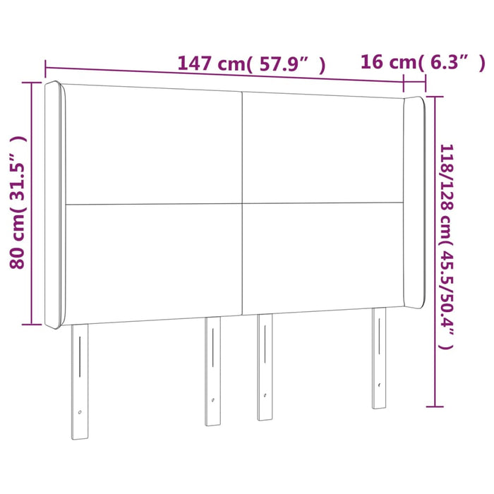 Tăblie de pat cu aripioare gri deschis 147x16x118/128cm catifea - WALTI WALTI