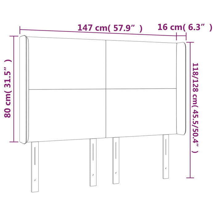 Tăblie de pat cu aripioare gri închis 147x16x118/128 cm catifea - WALTI WALTI