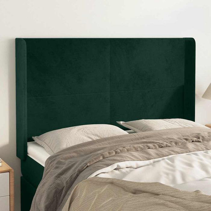 Tăblie pat cu aripioare verde închis 147x16x118/128 cm catifea - WALTI WALTI