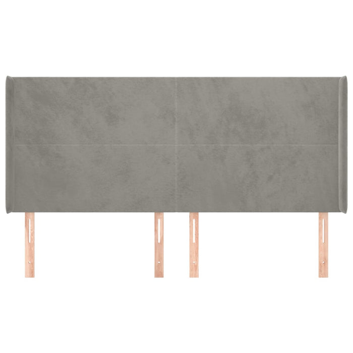Tăblie de pat cu aripioare gri deschis 163x16x118/128cm catifea WALTI