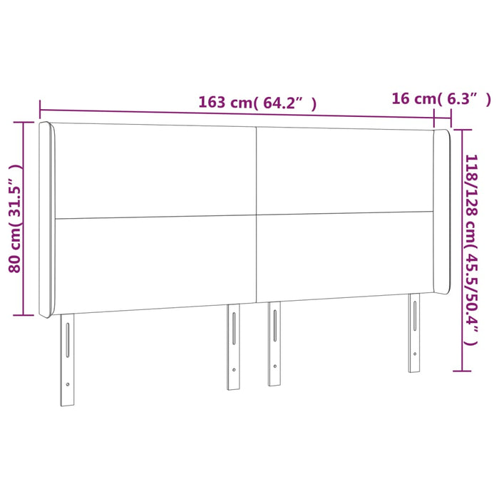 Tăblie de pat cu aripioare gri închis 163x16x118/128 cm catifea - WALTI WALTI