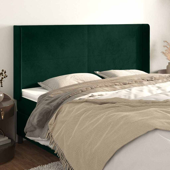 Tăblie pat cu aripioare verde închis 183x16x118/128 cm catifea - WALTI WALTI