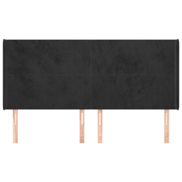 Tăblie de pat cu aripioare, negru, 203x16x118/128 cm, catifea WALTI