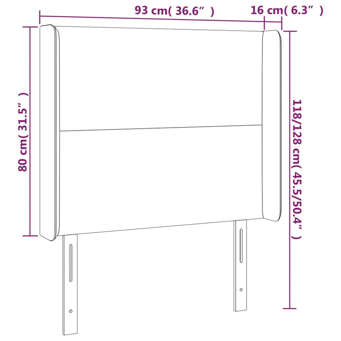 Tăblie de pat cu aripioare, gri , 93x16x118/128 cm, piele eco WALTI