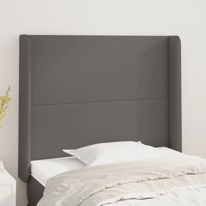 Tăblie de pat cu aripioare, gri , 93x16x118/128 cm, piele eco WALTI
