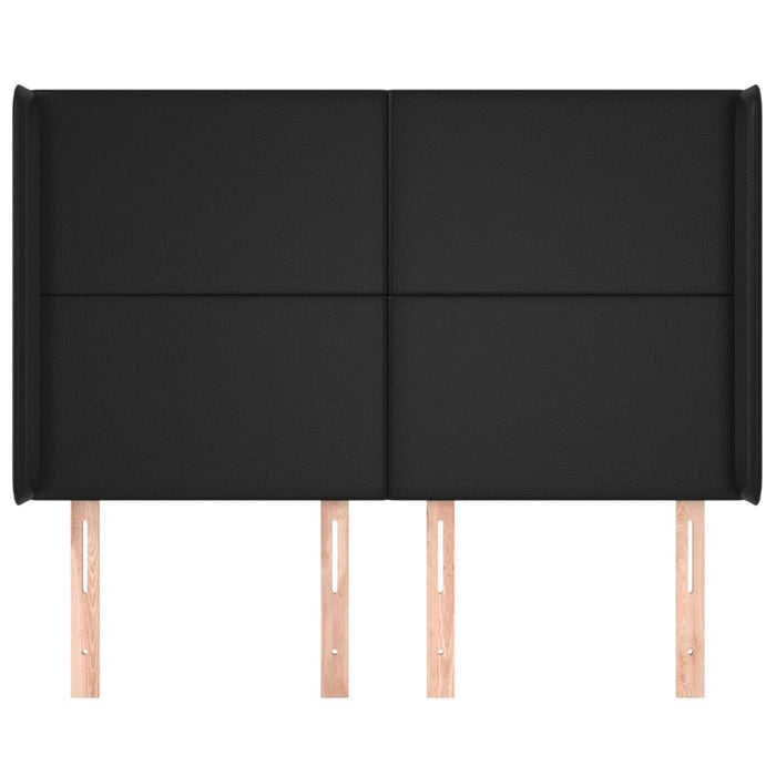 Tăblie de pat cu aripioare, negru, 147x16x118/128 cm, piele eco WALTI