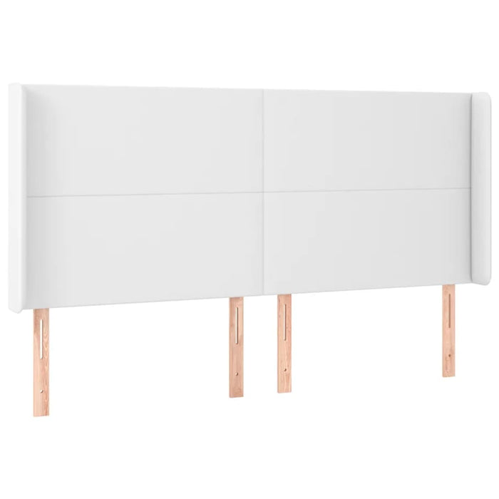 Tăblie de pat cu aripioare, alb, 163x16x118/128 cm, piele eco WALTI
