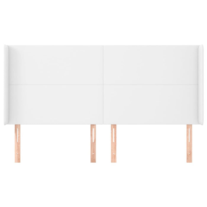 Tăblie de pat cu aripioare, alb, 163x16x118/128 cm, piele eco WALTI