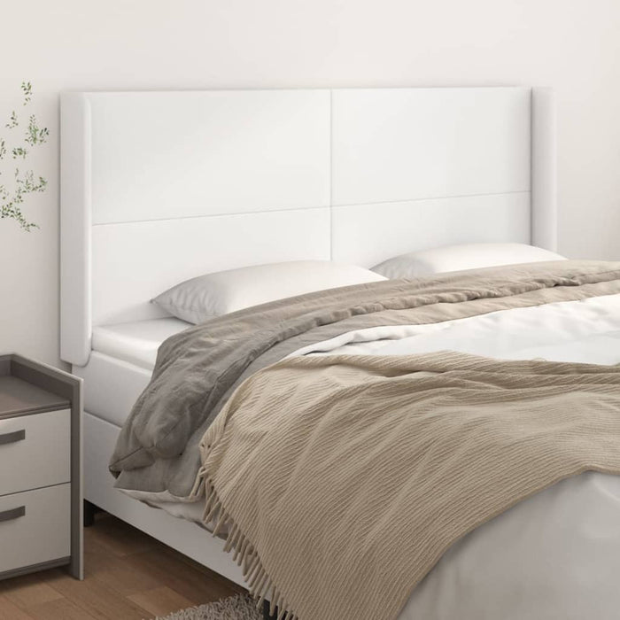 Tăblie de pat cu aripioare, alb, 163x16x118/128 cm, piele eco WALTI