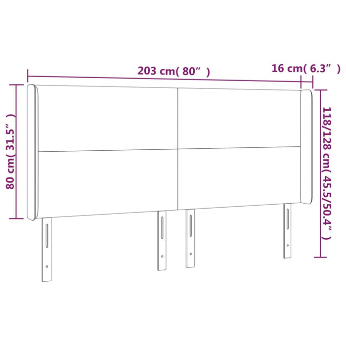 Tăblie de pat cu aripioare, crem, 203x16x118/128 cm, piele eco - WALTI WALTI