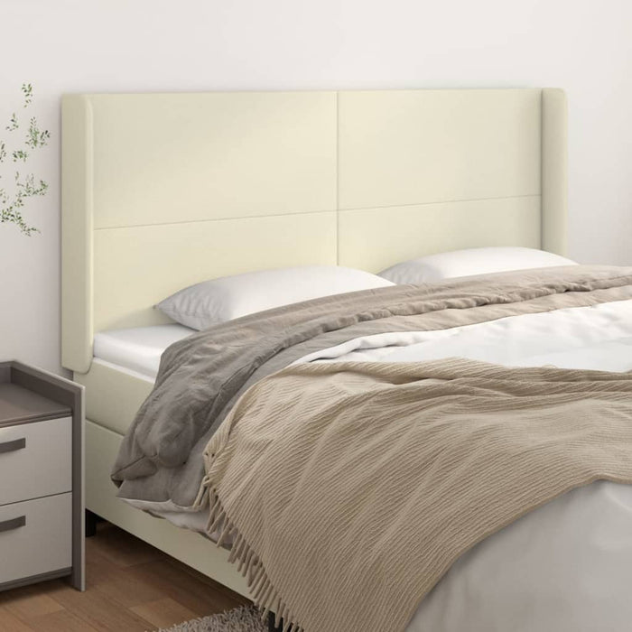 Tăblie de pat cu aripioare, crem, 203x16x118/128 cm, piele eco - WALTI WALTI