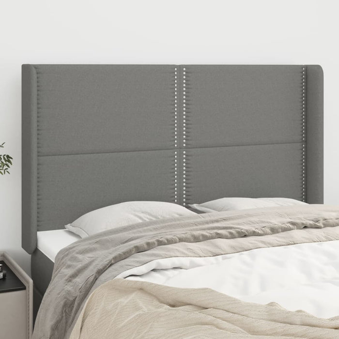 Tăblie de pat cu aripioare gri închis 147x16x118/128 cm textil WALTI