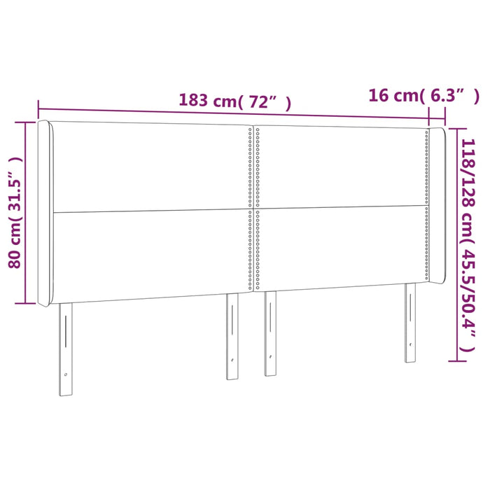 Tăblie de pat cu aripioare gri închis 183x16x118/128 cm textil - WALTI WALTI