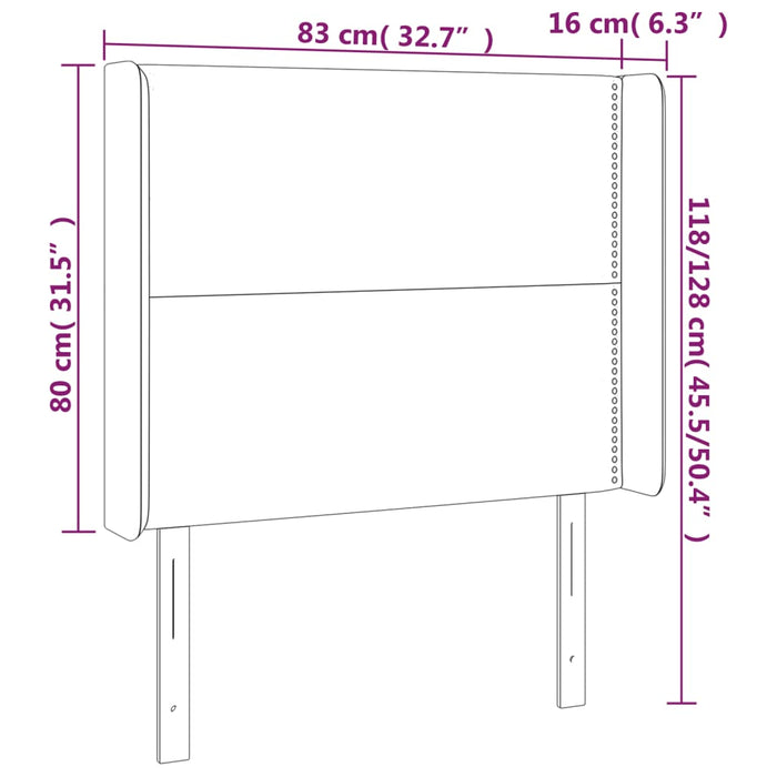 Tăblie de pat cu aripioare gri închis 83x16x118/128 cm catifea - WALTI WALTI