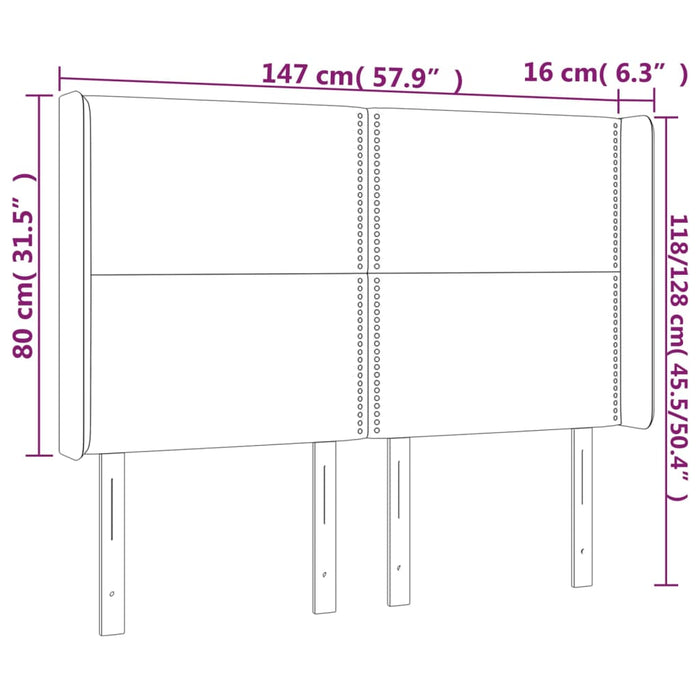 Tăblie de pat cu aripioare gri închis 147x16x118/128 cm catifea - WALTI WALTI