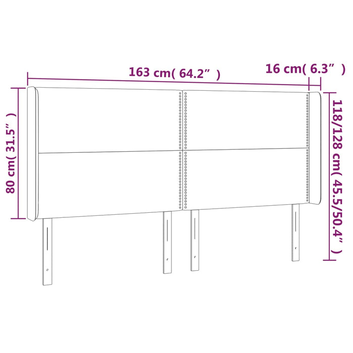 Tăblie de pat cu aripioare gri deschis 163x16x118/128cm catifea - WALTI WALTI