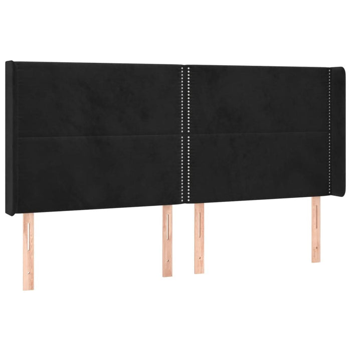 Tăblie de pat cu aripioare, negru, 163x16x118/128 cm, catifea - WALTI WALTI