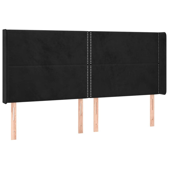 Tăblie de pat cu aripioare, negru, 183x16x118/128 cm, catifea - WALTI WALTI