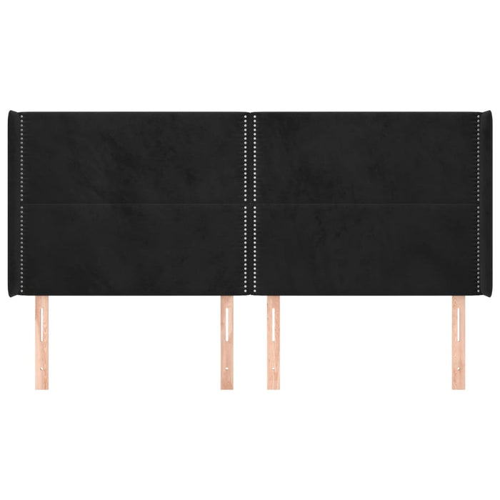 Tăblie de pat cu aripioare, negru, 203x16x118/128 cm, catifea WALTI