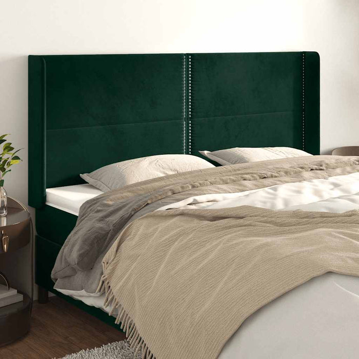 Tăblie pat cu aripioare verde închis 203x16x118/128 cm catifea - WALTI WALTI